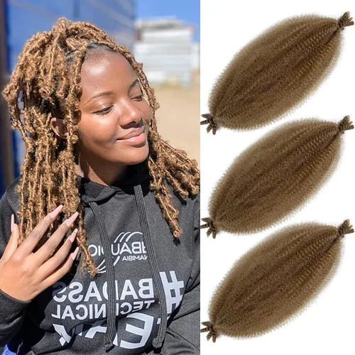 Miniatura 11 de Cabello Afro Twist Elástico de 16 pulgadas, cabello Cuban Twist 30# Marley Twist trenzado, Afro Twist suave, extensiones de cabello sintético rizado