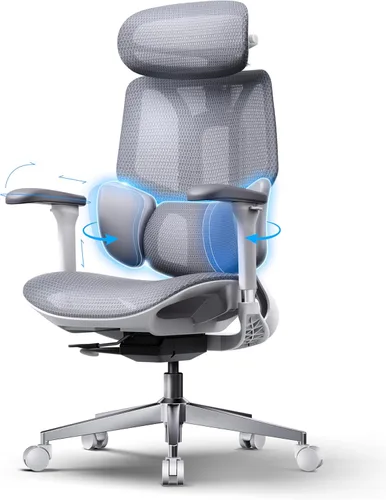 Miniatura 11 de Hbada E3 Pro 2026 Edition Silla de oficina ergonómica, silla de escritorio de malla con soporte lumbar flotante de 3 zonas, reposacabezas 4D Gris