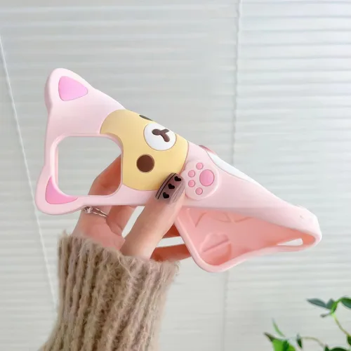 Miniatura 5 de IAIYOXI Funda de teléfono con diseño de oso de dibujos animados 3D para iPhone 13 Mini, moderna y elegante, divertido diseño de oso rosa, funda