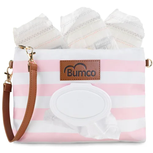 Miniatura 13 de Bumco - Bolsa de mano para pañales – Dispensador de toallitas portátil y soporte para pañales, estuche hermético de viaje para toallitas para bebés