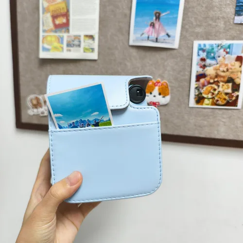 Miniatura 3 de Funda protectora compatible con cámara Fujifilm Instax Mini 12 de película instantánea con bolsillo para accesorios y correa ajustable (azul)