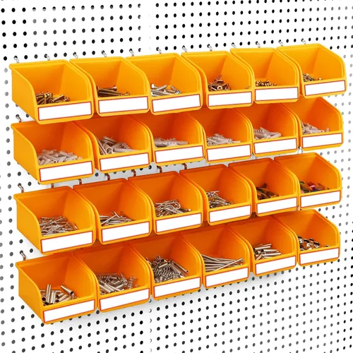 Miniatura 10 de ELEAD Juego de organizadores para tablero de clavijas de 12 unidades - Bandeja de almacenamiento duradera para tornillos, tuercas, pernos