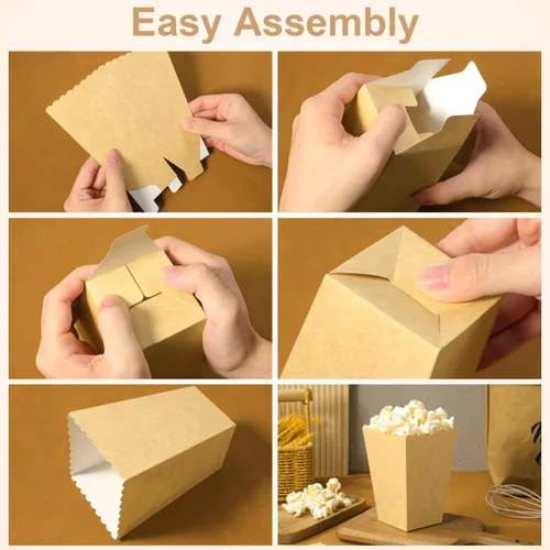 Miniatura 5 de ABOOFAN 50 cajas de papel para palomitas de maíz, bolsas de palomitas de maíz, 5.35 pulgadas de alto, soporte de papel abierto para palomitas