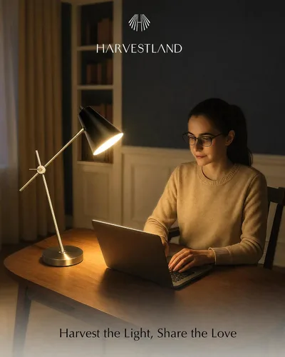 Miniatura 7 de Lámpara de escritorio HarvestLand HaloBar de latón para el hogar y la oficina – Lámpara de mesa industrial negra con base sólida para oficina