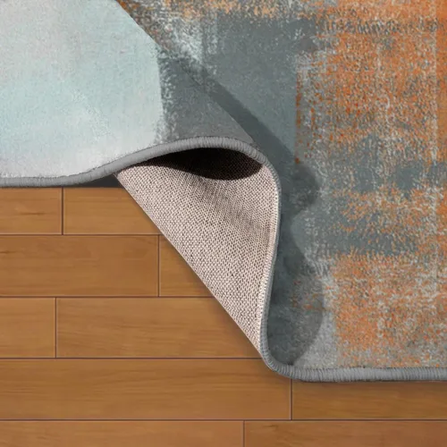 Miniatura 3 de LOKMU Alfombras antideslizantes de arte abstracto naranja y gris blanco para decoración del hogar, alfombra para aula, sala de estar, dormitorio