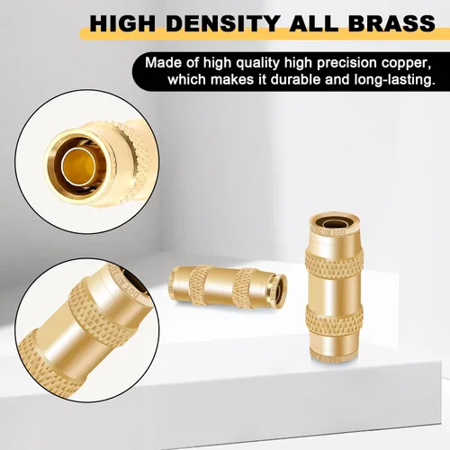 Miniatura 2 de Siptenk 1/2 DOT Air Line Fittings 5PCS, unión recta de latón 1/2 "OD Air Brake Line Fittings Quick Push to Connect Fittings for Truck Trailers