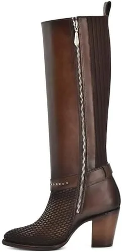 Miniatura 4 de Cuadra Botas altas para mujer en piel auténtica marrón 4V03RS