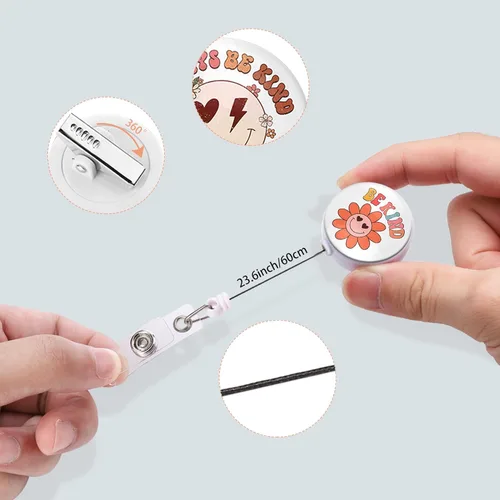 Miniatura 2 de Paquete de 3 Carretes para Insignias - Lindo Portainsignias Retráctil con Clip de ID para Accesorios de Enfermera para el Trabajo, Divertidos