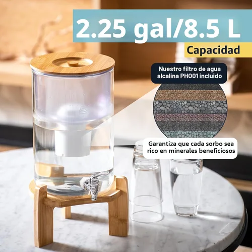 Miniatura 7 de Invigorated Water Sistema de filtro de dispensador de agua alcalina de vidrio pH Recharge, jarra purificadora de encimera para el hogar y la oficina