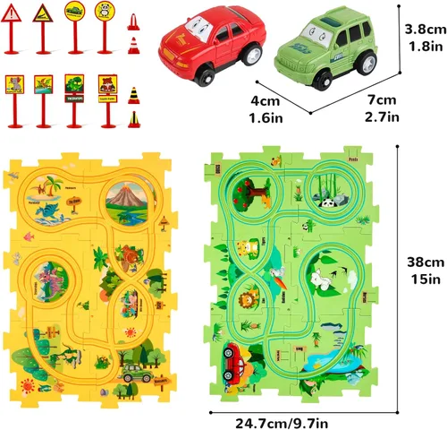 Miniatura 7 de YOOYID Puzzle Racer - Juego de pistas de coche para niños, juguetes para niños de 3 a 5, juguetes para niños de 3, 4, 5, 6 años, juguetes