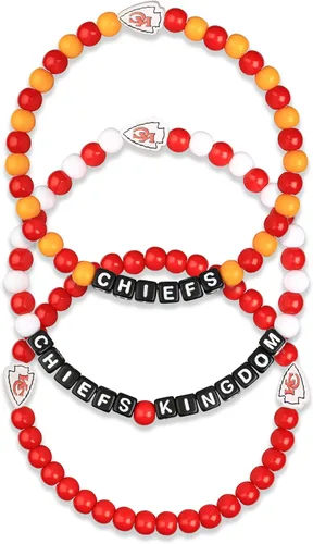 FOCO NFL unisex-adult NFL Team Logo Officially Licensed 3-Pack Beaded Friendship Bracelets Cuentas