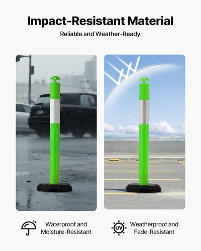 Miniatura 5 de VEVOR Paquete de 3 postes de delineador de tráfico, conos de seguridad de tráfico de 48 pulgadas con base rellenable y tiras reflectantes, postes