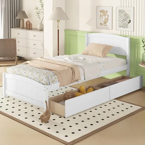 Miniatura 10 de Harper & Bright Designs Cama de plataforma de tamaño individual con 2 cajones de almacenamiento, marco de cama individual de madera