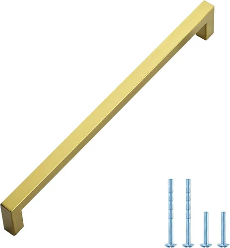 Miniatura 26 de Ravinte Paquete de 5 tiradores dorados de latón brusehed de 3 pulgadas para gabinetes de cocina, herrajes de cocina cuadrados dorados para gabinete