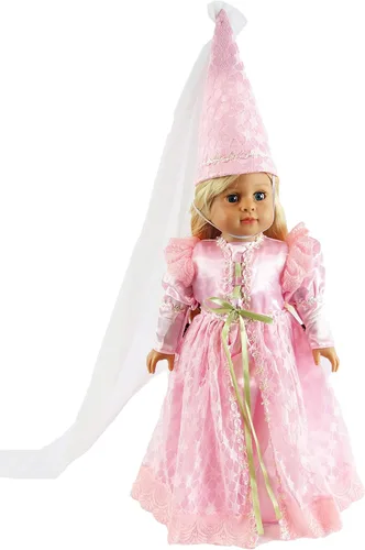 Miniatura 3 de American Fashion World Juego de vestido de princesa rosa para muñecas de 14 pulgadas Corona rosa incluida Calidad premium y diseño moderno