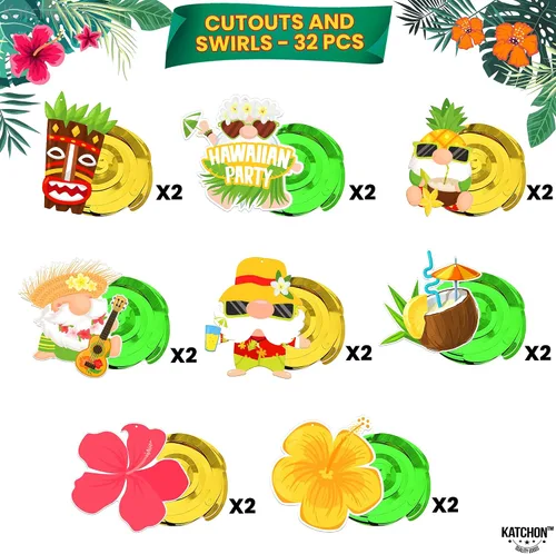 Miniatura 2 de KatchOn, 46 piezas de decoraciones colgantes de Luau, NO DIY, decoraciones colgantes de Luau, decoraciones hawaianas para fiesta, decoraciones