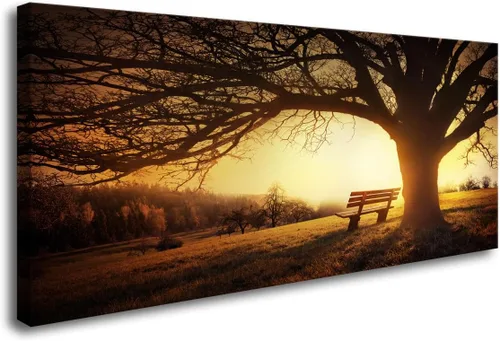 Miniatura 12 de Muolunna BK03969 - Lienzo decorativo para pared, diseño de cascadas de bosque rojo, 1 pieza, árbol de paisaje moderno para sala de estar