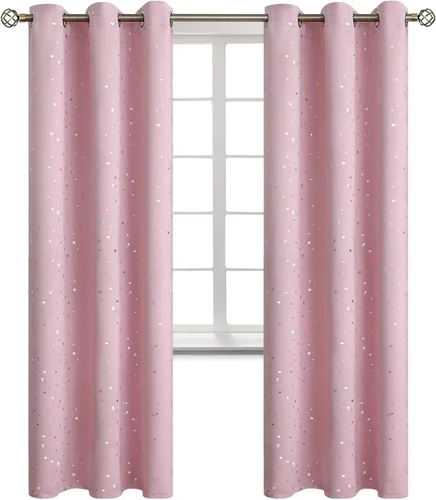 Miniatura 115 de BGment Cortinas opacas para dormitorio infantil, con aislamiento térmico, con ojales, estampado de estrellas plateadas, cortinas para oscurecer