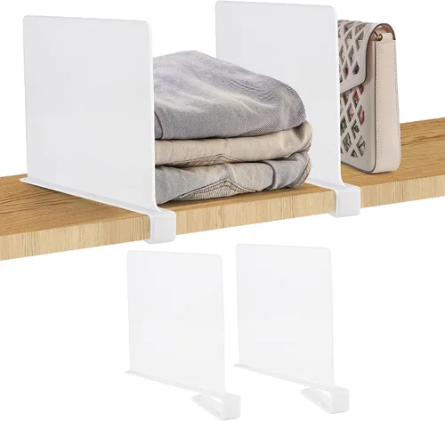 Miniatura 14 de JOY DECOR Paquete de 6 Divisores de Estantes Acrílicos Transparentes para Organizador y Almacenamiento de Armarios, Separadores de Estantes