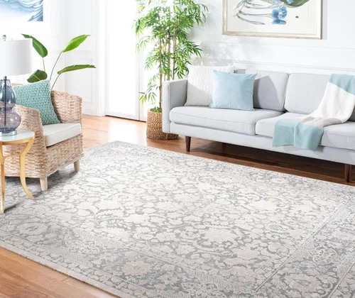 Miniatura 6 de SAFAVIEH Alfombra 8x10 - Colección Reflection - Grande - Gris Claro y Crema, Sin Desprendimiento y Fácil Limpieza, Ideal para Sala de Estar, Gris