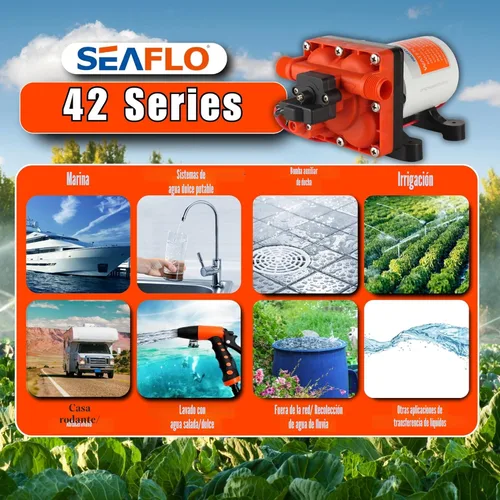 Miniatura 7 de SEAFLO Bomba de presión de agua bajo demanda serie 42 de 12 V, 3.0 GPM, 55 PSI, con derivación para ciclos reducidos, autocebante