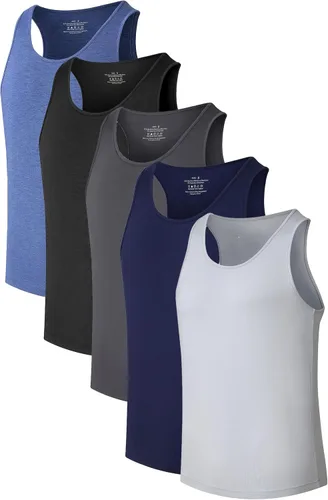 Miniatura 22 de COLORFULLEAF Camisetas sin mangas de rayón de bambú para hombre, camisetas sin mangas elásticas con cuello redondo (1 o 3)