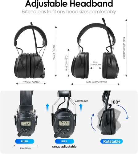 Miniatura 6 de Digital AM FM Radio Headphones, Hearing Protection Earmuff for Adult, 30dB SNR for Mowing, Construction, Chainsaw