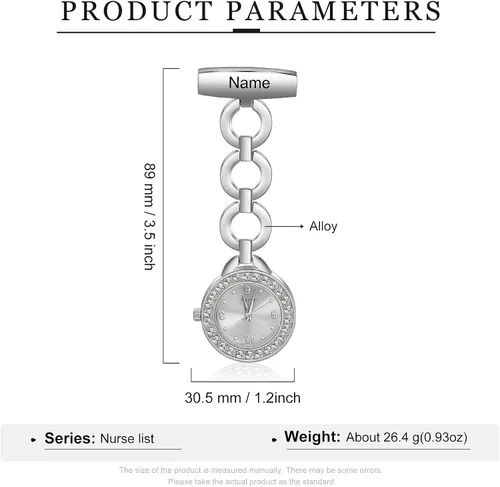 Miniatura 2 de Relojes de enfermera para enfermeras, médicos, relojes de enfermería personalizados, con nombre grabado, pin de solapa en el reloj de enfermería