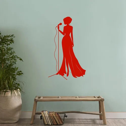 Miniatura 4 de Vinilo Vinilo Vinilo Vinilo Calcomanía Jazz Cantante Mujer Micrófono Señora Música Viva Pegatinas Decoración Grande (1063 ig)