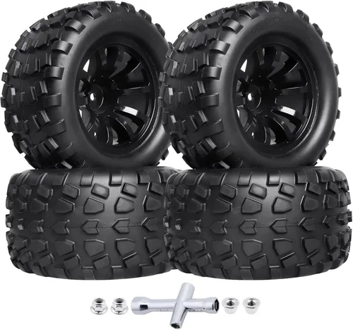 Miniatura 7 de HobbyPark Neumáticos y ruedas para camiones RC montados prepegados de 0.472 in, neumáticos de 2.8 con insertos de espuma para Traxxas Rustler