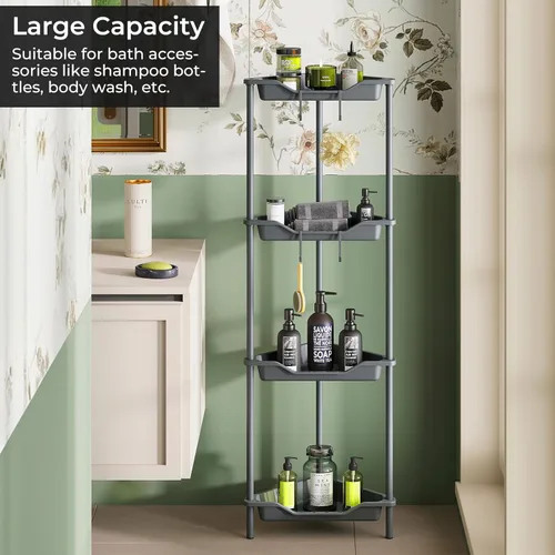 Miniatura 4 de ODesign Estante esquinero de 4 niveles para sala de estar, dormitorio, baño, estante de almacenamiento de plástico de empalme de metal, organizador