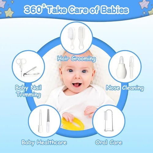 Miniatura 3 de Kit de aseo para bebés para niños y niñas, seguridad para recién nacidos, juego de aseo esencial para guardería, regalo para padres primerizos, gris