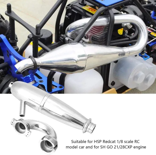 Miniatura 3 de Dilwe Tubo de escape de coche RC, tubo de junta de escape doble de aleación de aluminio para HSP Redcat 1/8 RC coche/SH 21/28CXP motor RC
