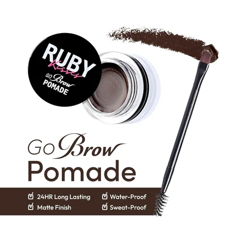 Miniatura 3 de Ruby Kisses Go Brow Pomada para cejas resistentes al agua de larga duración a prueba de manchas (marrón oscuro)