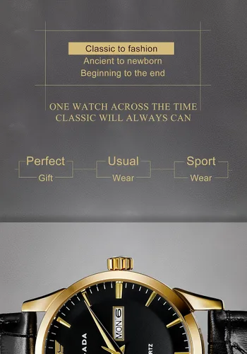 Miniatura 6 de BRIGADA Relojes para hombre de la marca suiza clásico reloj de vestir dorado para hombre con calendario de fecha, cuarzo casual de negocios