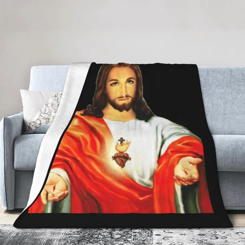Manta de franela ultrasuave del Sagrado Corazón de Jesús para habitación, manta de franela cálida