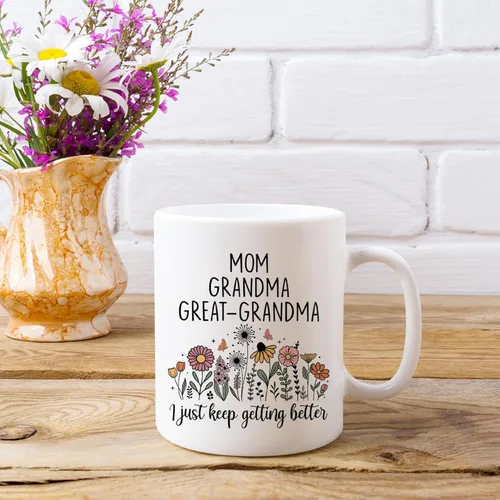Miniatura 6 de Regalos de Navidad para Bisabuela, Promocionada a Bisabuela en Taza, Anuncio de Embarazo para Bisabuelas, Regalo del Día de la Madre para Blanco