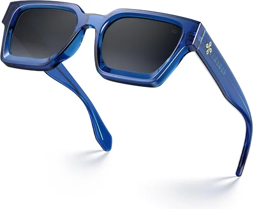 Miniatura 82 de VISOONE Moda 100% UV400 Protección Rectángulo TR90 Y2K Gafas de sol Accesorios para Mujeres Hombres RIVER, Carne de suelo/Gris Rosa