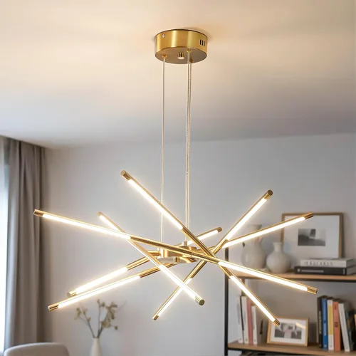 Miniatura 12 de Candelabro negro moderno, Candelabro Sputnik de 10 luces regulable enchufable, lámpara colgante de techo con instalación empotrada, lámpara colgante