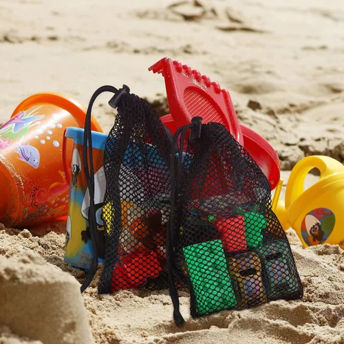 Miniatura 12 de 8 bolsas de malla negra con cordón y clips, pequeñas bolsas de malla de almacenamiento de nailon, bolsa para lavavajillas, bolsa de red para joyas