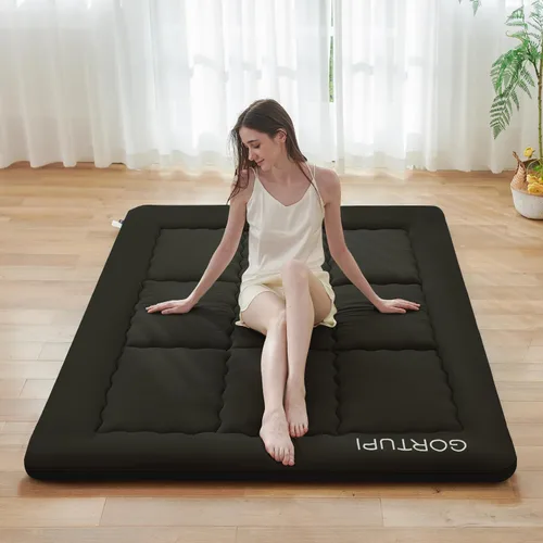 Miniatura 9 de Colchón de tamaño individual japonés para piso tipo futón, colchón de futón plegable para piso, colchón de tatami portátil, cama enrollable