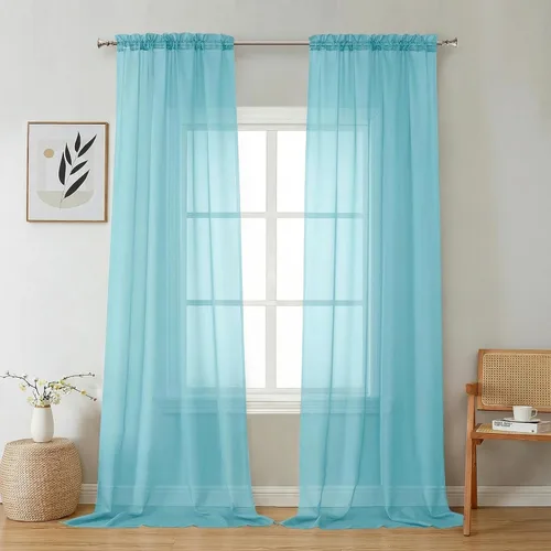 Miniatura 131 de Aiyufeng 2 paneles de cenefa transparente negra de 14 pulgadas de largo, cortinas cortas negras transparentes para dormitorio, cortinas de cocina