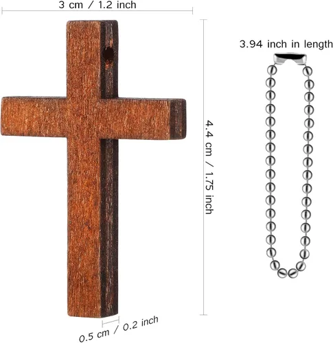 Miniatura 2 de Hicarer Dije de cruz de madera cristiana de Navidad, mini cruz de madera, alivio del estrés, colgante, espiritual, religioso, versículo bíblico