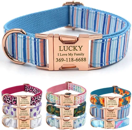 Miniatura 11 de PETDURO Collar Personalizado para Perro A cuadros Negro Blanco con Nombre y Teléfono Grabados en Hebilla de Metal Plateado para Perros Grandes