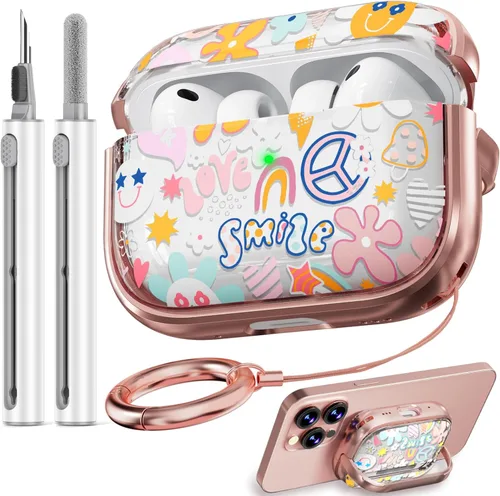 Miniatura 9 de Inesore Funda para AirPods Pro 3 2025 con cerradura, funda transparente floral para mujeres, compatible con Apple Airpods Pro de 3ª