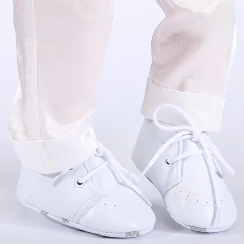 Miniatura 6 de Booulfi Conjunto de botines para bebé recién nacido para bautizo, bautizo, zapatos y calcetines
