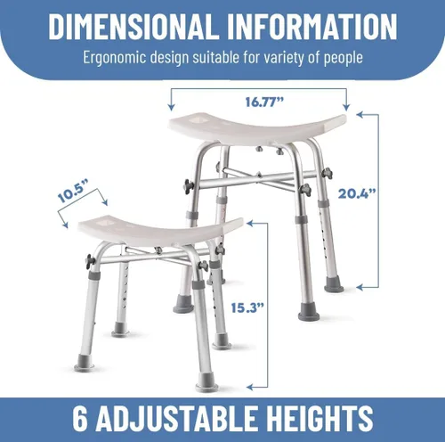 Miniatura 2 de Dr. Kay's Silla de ducha ajustable para ducha interior con soportes únicos de barra transversal resistente, taburete de ducha para la bañera