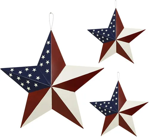 Miniatura 10 de 3 adornos patrióticos de metal para colgar en la pared, decoración de pared para interiores y exteriores, decoración del 4 de julio