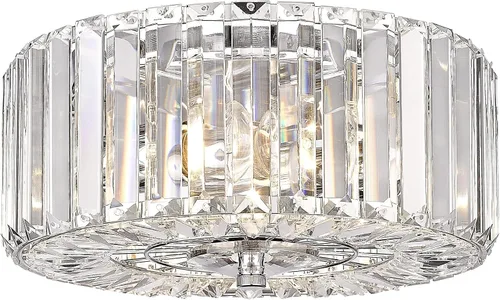 Miniatura 15 de Large Crystal Ceiling Light, 17.5" Black K9 Crystal Flush Mount Ceiling Light, 4-Light Round Luxury Light Fixture for Dining Room, Bedroom, Hotel