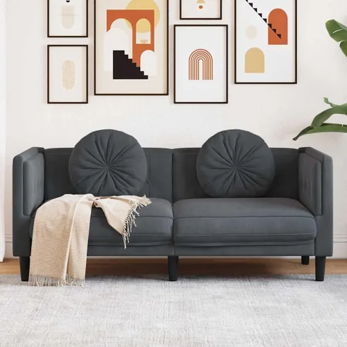 Miniatura 2 de vidaXL Sofá con cojines de 2 plazas, sofá tapizado, sofá biplaza para sala de estar en casa, sofá de dos plazas, estilo moderno, terciopelo gris